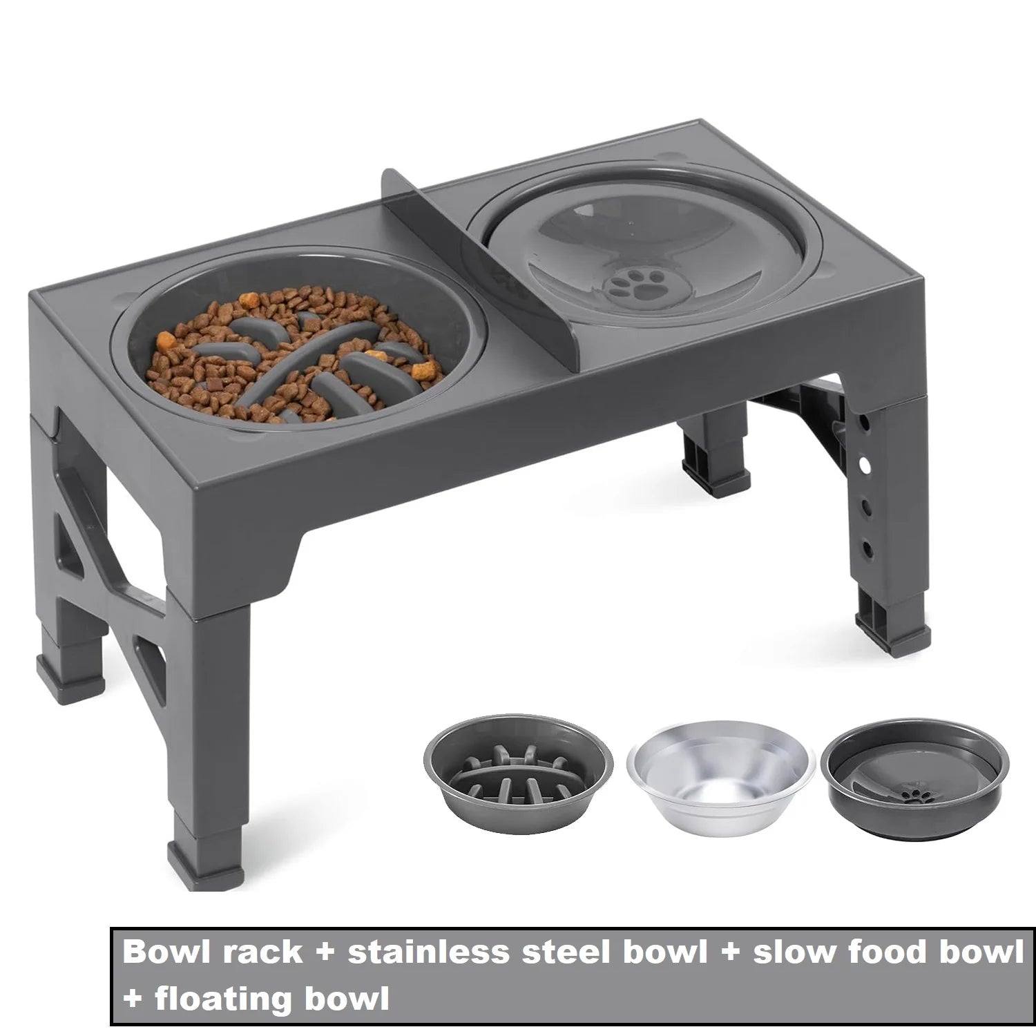 Bols Surélevés Réglables Chien Inox 1100ml | 5 Hauteurs | Petivo-anima