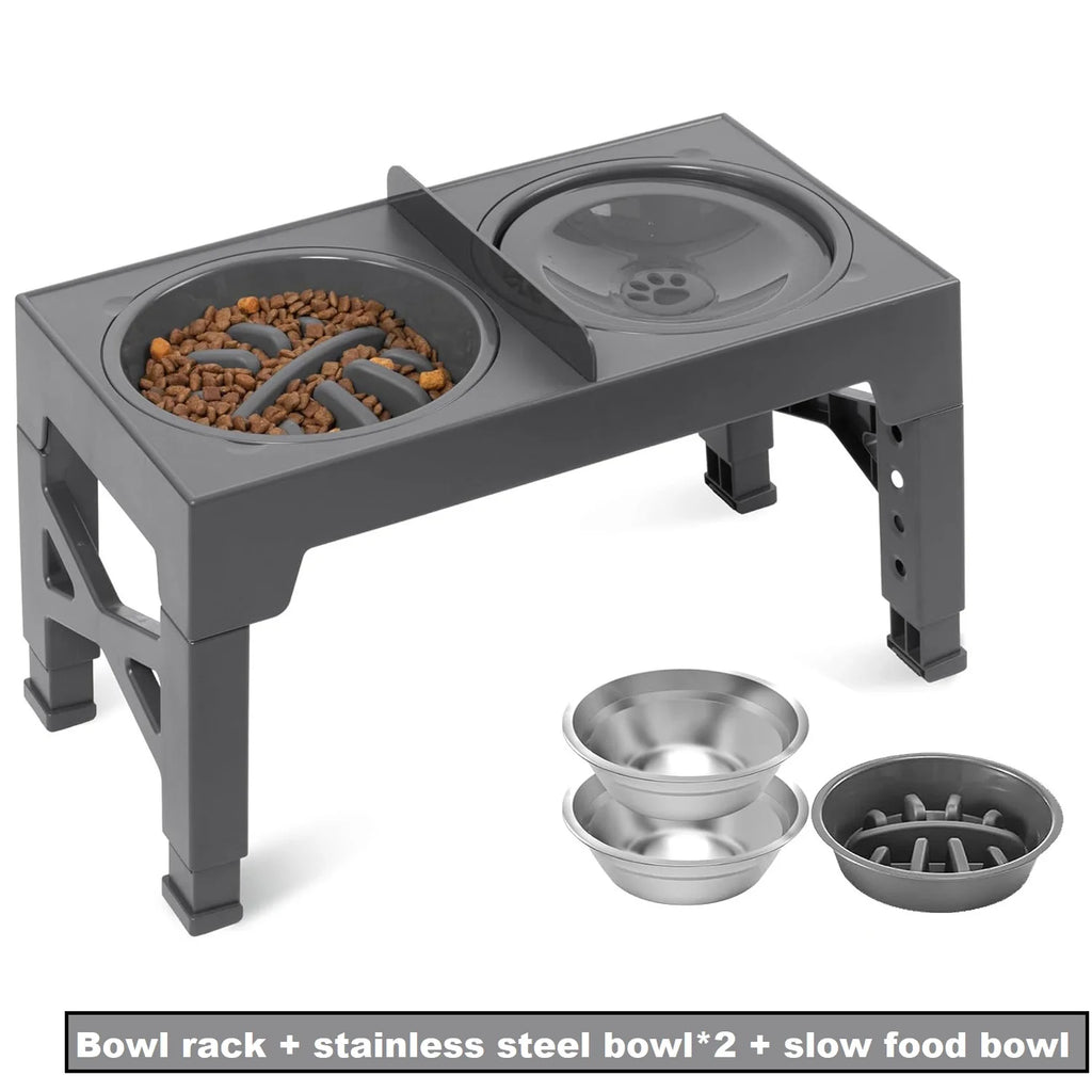 Bols Surélevés Réglables Chien Inox 1100ml | 5 Hauteurs | Petivo-anima